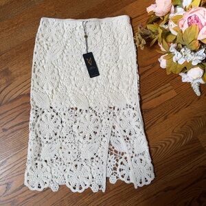 Anthropologie NWT Carla Caballero Daya Lace Skirt – Size XS – Ivory